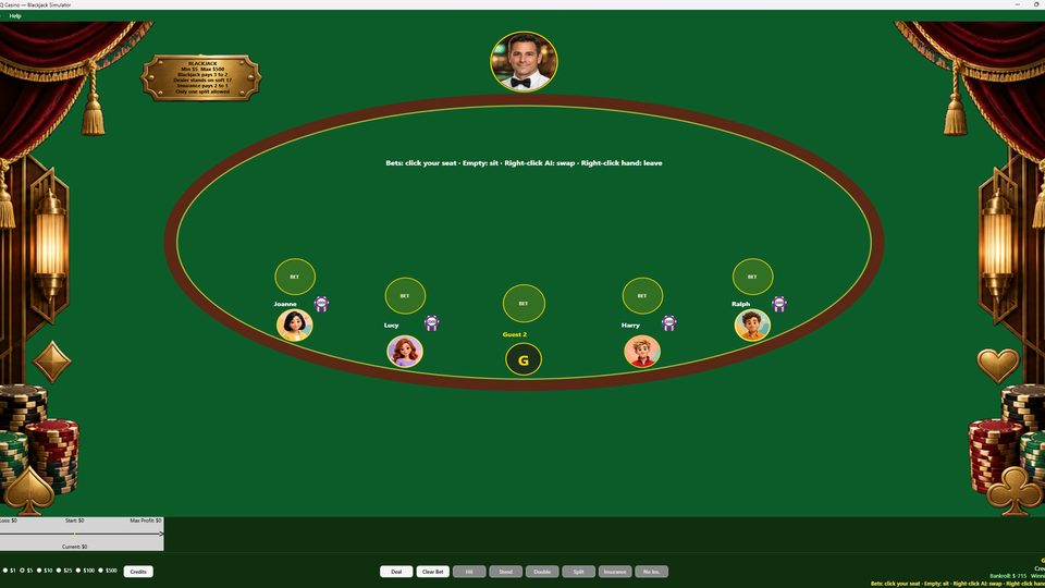 Blackjack Simulator table