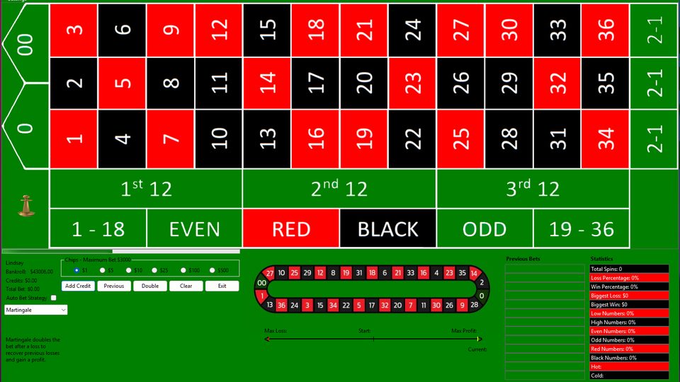Roulette Simulator wheel and betting layout
