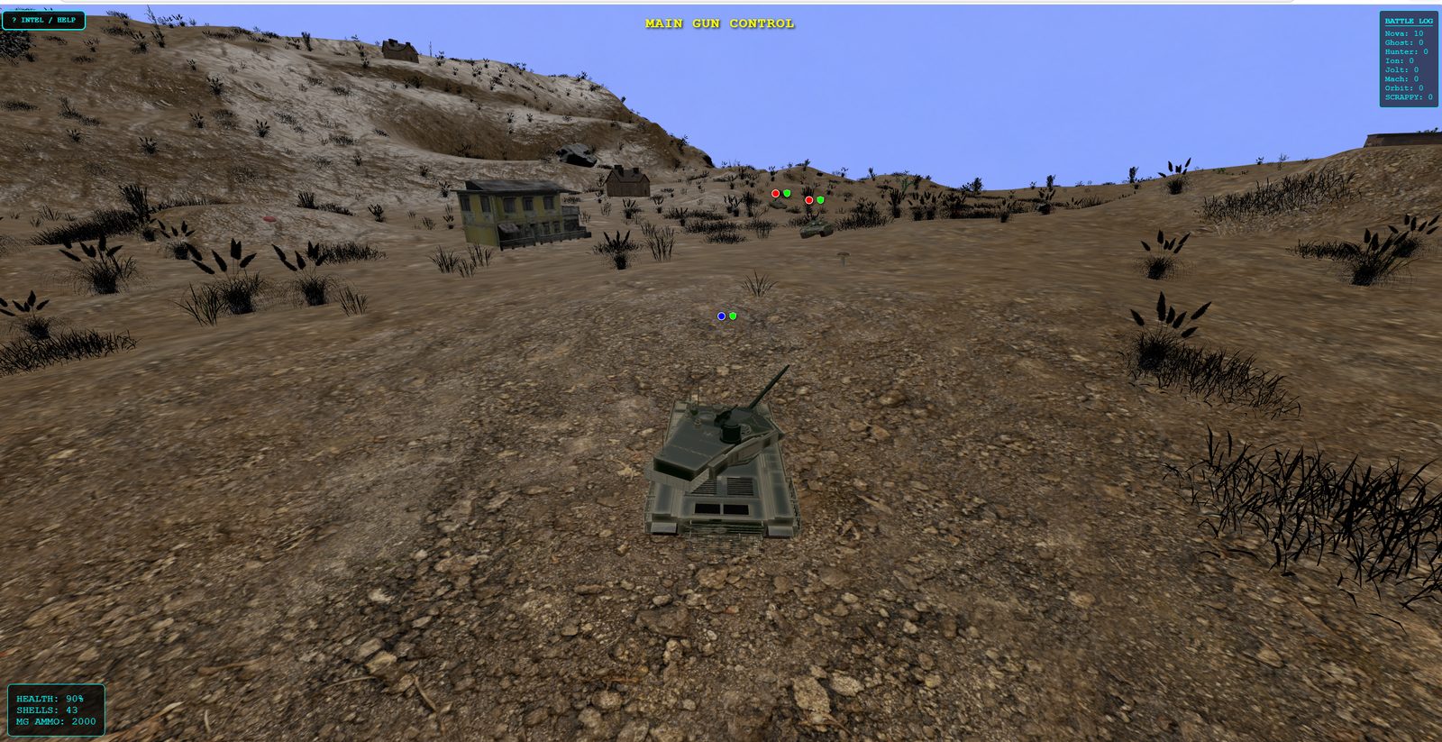 Two tanks exchanging fire on open terrain