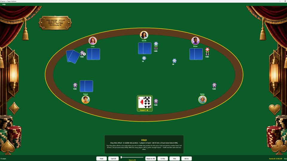 Texas Hold'em Simulator table